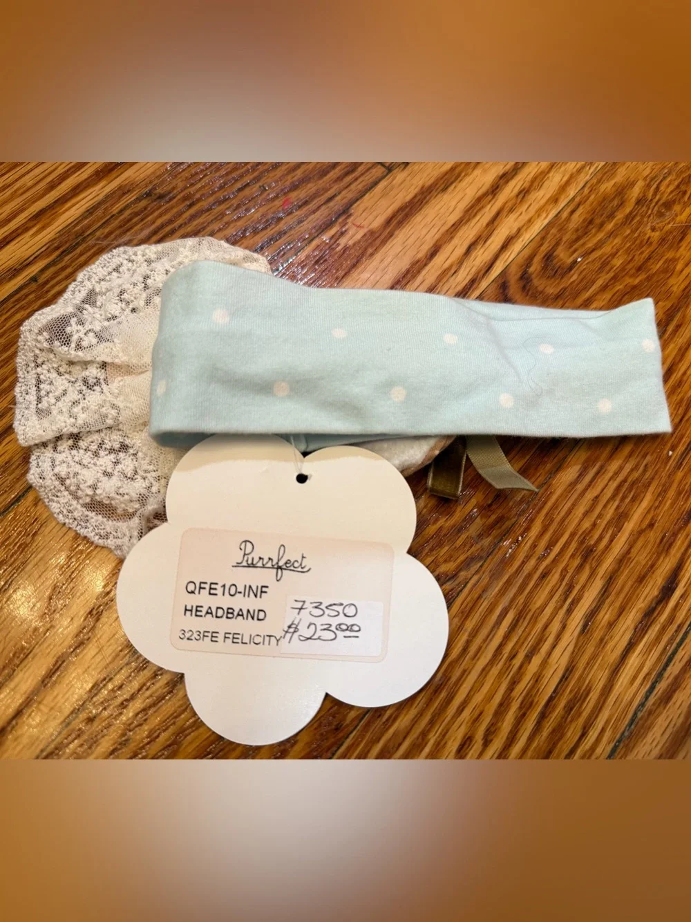 Purrfect Polka Dot Mint & Floral Baby Headband